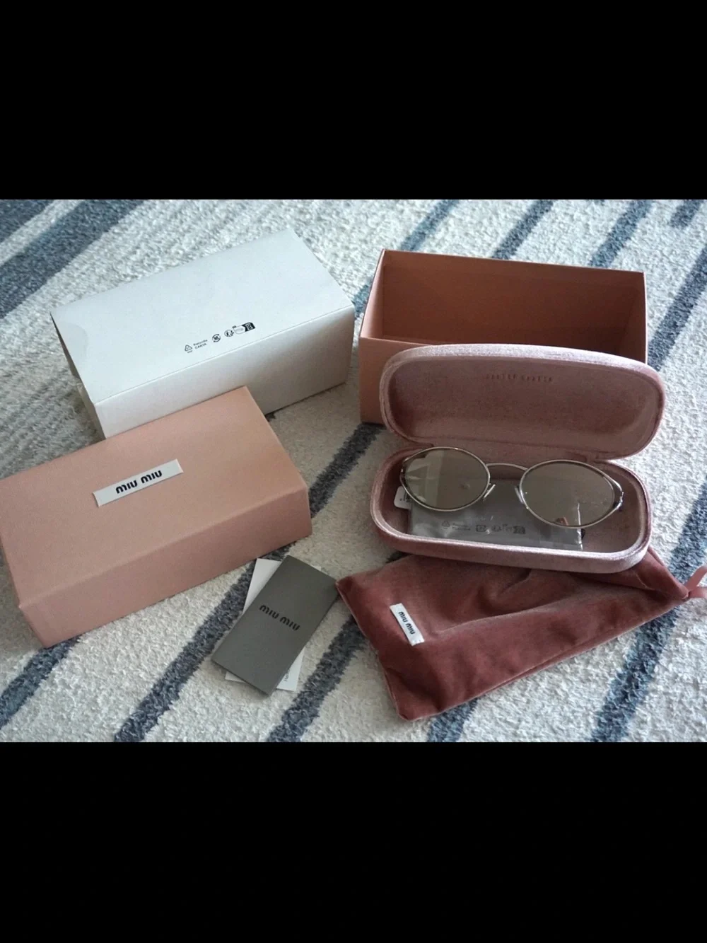 Miu Miu 54MM Metal Round Oval Frame Sunglasses Silver Taupe NWT